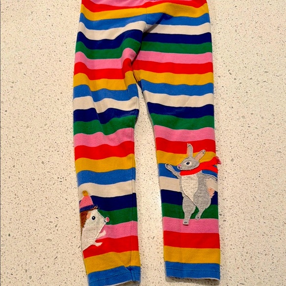 Mini Boden Other - Mini Boden Colorful Striped Leggings with Animal Patches